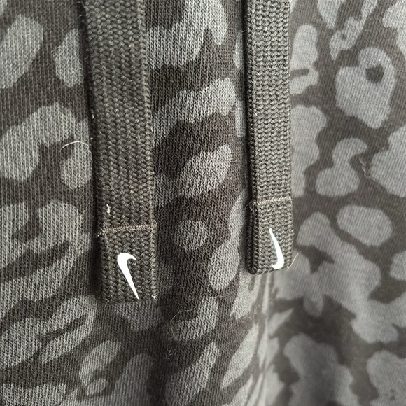 NIKE Black and Gray leopard animal print cropped hoodie size XS Cotton Blend - Picture 8 of 10